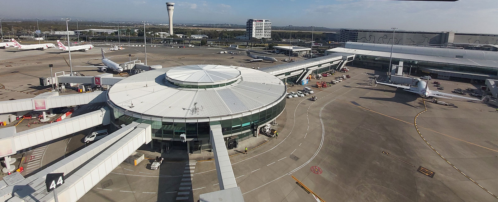 View from the top of the lighting poles at Brisbane Airport