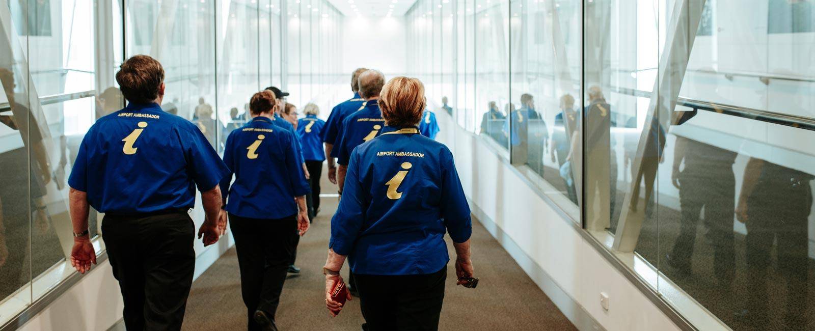 Airport Ambassadors on an aerobridge