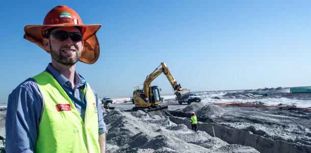 David from CV Services working on Brisbane's new runway